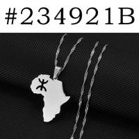 Anniyo 2.8CM Africa Map Berbers Pendant Necklaces African Berber Jewelry for Amazigh Women Men #234921