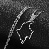 Anniyo 3.1cm Outline Colombia Map Pendant Necklace Silver Color/Gold Color Jewelry Map of Colombian Chains #200321