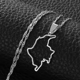 Anniyo 3.1cm Outline Colombia Map Pendant Necklace Silver Color/Gold Color Jewelry Map of Colombian Chains #200321
