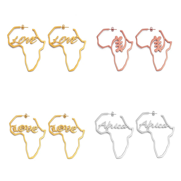 Anniyo African Symbol Earrings Gold Color Stainless Steel Adinkra Nyame Earrings Stud Ethnic large Jewelry Love  #131121