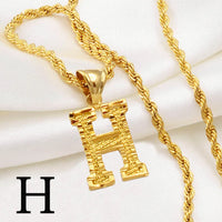 Anniyo A-Z Letters Necklaces Women Men Gold Plated Initial Pendant Rope Chain English Letter Jewelry Alphabet African #058002B