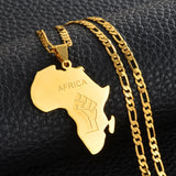 Anniyo 3.8CM African Map Fist Pendant Necklaces Silver Color/Gold Color Africa Maps Black Lives Matter Chains Jewelry #166021