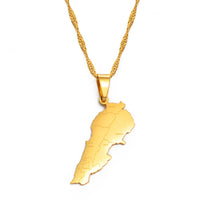 Anniyo Liban Map With Cities Pendants Necklaces Gold Color Jewelry Lebanon Map Chain Necklaces #203621