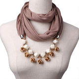Ahmed Autumn and Winter Fashion Rhinestone Leopard Head Pendant Leopard Scarf Necklace For Women New Neckerchief Scarves Jewelry