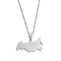 Anniyo Russia Map Pendant Necklaces The Russian Federation Charm Jewelry Silver Color/Gold Color Chain Necklaces #008021