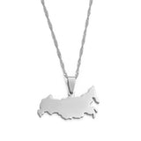 Anniyo Russia Map Pendant Necklaces The Russian Federation Charm Jewelry Silver Color/Gold Color Chain Necklaces #008021