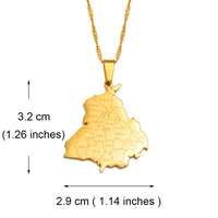 Anniyo 3.2cm India Punjab State Map Pendant Necklace Jewelry #233521