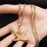 Arabic Retro Imam Ali Sword Muslim Islam Knife Chain Necklaces Stainless Steel Necklace Men/Women Gold Color Jewelry N3435S05