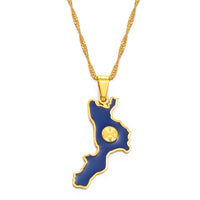 Anniyo Calabria Italy Map Charm Pendant Necklaces Italian Jewelry for Women Girls  #175421