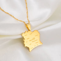 Anniyo COTE D IVOIRE Map With City Pendant Necklaces Ivory Coast Country Map Jewelry @245321