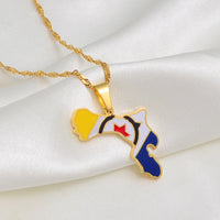 Anniyo Bonaire Map and Flag Pendant Necklaces Jewelry #243521