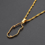 Anniyo (SMALL SIZE) Gold Color/Silver Color Stainless Steel Outline Qatar Map Pendant Necklaces Women Qataris Maps #027321