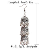 Retro Indian Bollywood Kundan Jhumka Jhumki Three-layer Drop Earrings For Women Boho Ethnic Gypsy Fashion Wedding Wear Jewelry