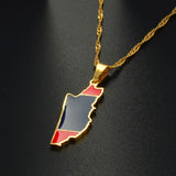 Anniyoc Belize Map Flag Pendant Necklaces for Women Girls Gold Color Charm Belize's Maps Jewelry Patriotic Ethnic s #168921