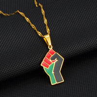 Anniyo African Fist Symbol Pendant Necklaces Stainless Steel Jewelry for Women Girls Africa Cultural Chain @231521