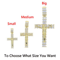 Iced Out Jesus Cross Pendant Necklace For Men Women Gold Color Bling 5A Geometric Zircon Religion Fashion Hip Hop Jewelry