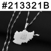 Anniyo Afghanistan Map With Allah Pendant Necklaces for Women Afghan Maps Islam Jewelry #213321
