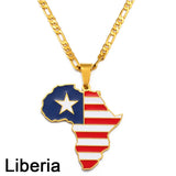 Anniyo 3.8CM Hip-hop Africa Map Pendant Necklace Jewelry Ghana Nigeria Congo Sudan Somalia Uganda Zimbabwe Zambia Liberia#207921