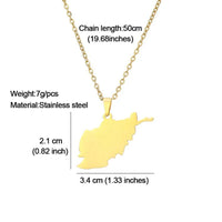 Stainless Steel Afghanistan Map Flag Pendant Necklaces for Afghan Men Women Gold/Steel Color Ethnic Maps Jewelry Gifts