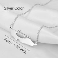 Anniyo 4CM Stainless Steel Curacao Map Pendant and Necklaces Gold Color/Silver Color Charm Jewellery for Women Girls @230621