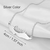 Anniyo 4CM Stainless Steel Curacao Map Pendant and Necklaces Gold Color/Silver Color Charm Jewellery for Women Girls @230621