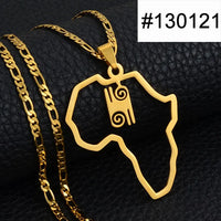 Anniyo African Map Cultural Symbol Pendant Necklaces Women Men Adinkra Gye Nyame Ethnic Jewelry Congo Ghana Nigeria @129721