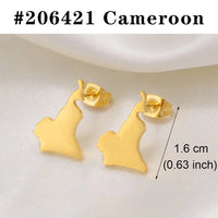 Anniyo Stud Earrings Zimbabwe Nigeria Kenya Congo Ghana Cameroon Map Jewelry for Women Girls Gold Color African Earrings #205821