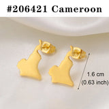Anniyo Stud Earrings Zimbabwe Nigeria Kenya Congo Ghana Cameroon Map Jewelry for Women Girls Gold Color African Earrings #205821