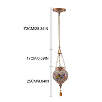 Artpad Mediterranean Style Turkish Moroccan Pendant Light Decoration Handmade Glass Shade Restaurant E27 Mosaic Hanging Lamp