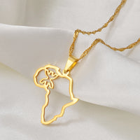 Anniyo Outline Africa Map Berbers Pendant Necklaces African Berber Jewelry for Women Men @250621