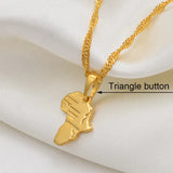 Anniyo (1.3CM) Mini Africa Map Pendant and Necklace for Women Girls Gold Color Jewelry Small Map African Wholesale #048604