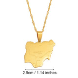 Anniyo Nigeria Map Pendant Necklaces,Country Maps Africa Nigerians Maps With City Name Jewelry @008421