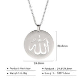 Skyrim Islamic Quran God Allah Necklace Women Stainless Steel Gold Color Muslim Arabic Pendant Necklaces Jewelry Religion Gift