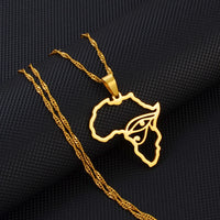 Anniyo Africa Map and Egypt Eye Charm Pendant Necklace The Eye Ancient Egyptian Symbol Jewelry #255521