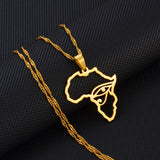 Anniyo Africa Map and Egypt Eye Charm Pendant Necklace The Eye Ancient Egyptian Symbol Jewelry #255521