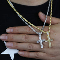 Iced Out Jesus Cross Pendant Necklace For Men Women Gold Color Bling 5A Geometric Zircon Religion Fashion Hip Hop Jewelry