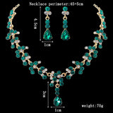 KMVEXO Crystal Bridal Wedding Jewelry Sets Women Gold Color Rhinestone Necklace Long Earrings Set Dress Accessories Bridesmaid