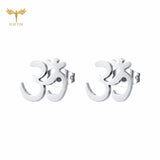 12 Pairs Aum Om Ohm Symbol Stud Earrings Women Indian Yoga Sport Jewelry Earings Set Wholesale Stainless Steel Ornament Gifts