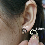 Anniyo Mini Africa Map Stud Earrings Silver Color/Black/Gold African Earrings Small Ornaments Traditional Ethnic  @148121