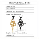 Beier Fashion Vintage Women Men Snake Stainless Steel Pendant Chain Necklace Jewelry LLBP8-492P