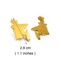 Anniyo 2.8CM Bangladesh Map Stud Earrings Gold Color/Silver Color Stainless Steel Bangladeshi Maps Bengali #232321