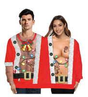 Double Christmas Sweater holiday spoof 3D digital printing couples two-piece Ugly Christmas Sweater Siamese Crew Autumn Winter