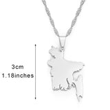 Anniyo Map of Bangladesh Pendant Necklaces Gold Color for Women Girls Stainless Steel Bangladeshi Maps Chains Bengali #154521