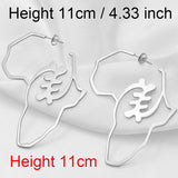 Anniyo Bigger Africa Map Earrings Gold Color Stainless Steel Adinkra Nyame Big Earrings Stud Ethnic large Jewelry Symbol #131221