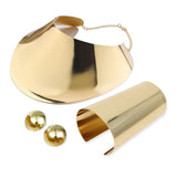 Large Metal Torque Necklace Set Gold Color Women Statement Big Stud Earrings African Jewelry Sets Femmes Indian Accessorie 2022