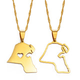 Anniyo Heart Kuwait Map Pendant Necklaces Kuwaiti Gold Color Jewelry #231121