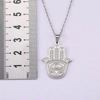 LIKGREAT Hand of Fatima Hamsa Pendant Necklace for Women Stainless Steel Classic Evil Eye Charms Choker Jewelry Gifts