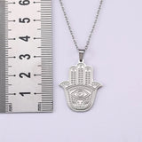 LIKGREAT Hand of Fatima Hamsa Pendant Necklace for Women Stainless Steel Classic Evil Eye Charms Choker Jewelry Gifts
