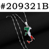 Anniyo Italy Map Flag Pendant Necklaces Silver Color/Gold Color Italian Maps Jewelry @209321