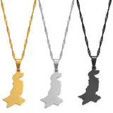 Anniyo Pakistan Map Pendant Necklaces Stainless Steel and Silver Color/Gold Color Pakistani Ethnic Jewelry #111321